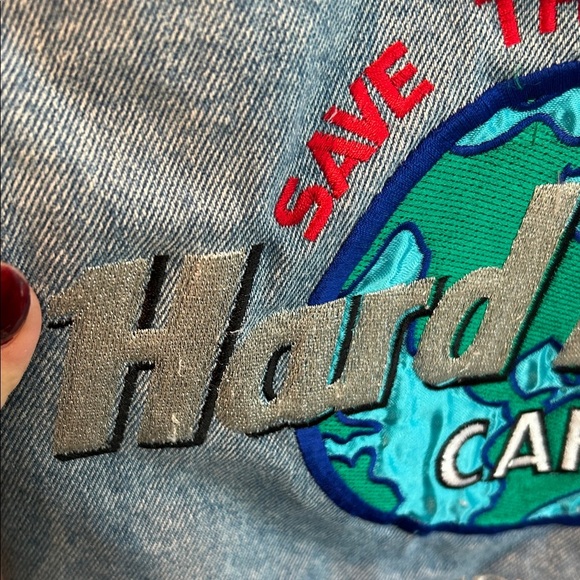 Rare Vintage 80’s Denim Jacket Hard Rock Cafe Jean Jacket Seoul Korea - Picture 9 of 14